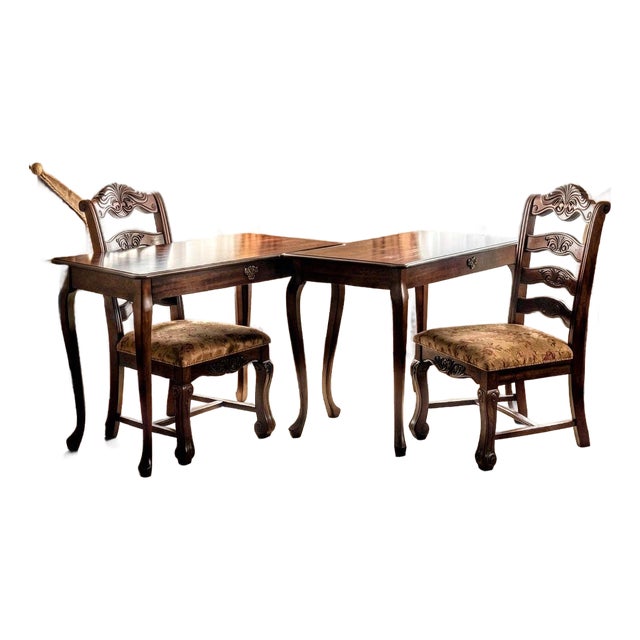 1970s The Dualist Atelier: Grand Partners Office Suite With Matching Queen Anne Writing Desks & Sculptural Mediterranean Carved Chairs For Sale