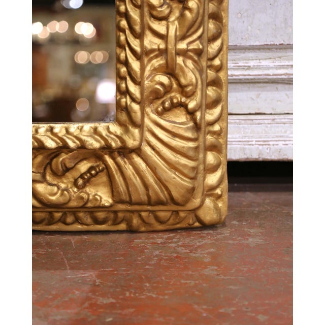 Wood 18th Century Italian Baroque Giltwood Wall Mirror With Carved Shell and Foliate For Sale - Image 7 of 8