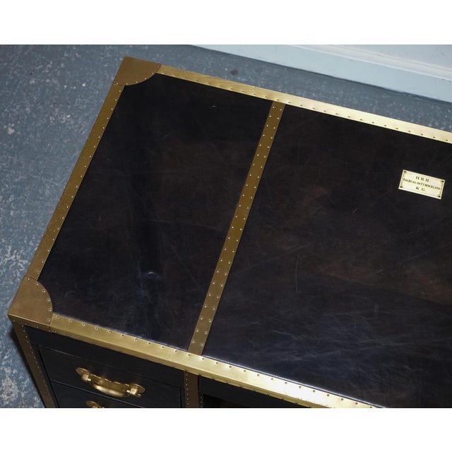 Animal Skin Cumberland Collection Desk in Aged Leather with Red Velvet Lining from Timothy Oulton For Sale - Image 7 of 18