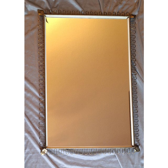 1960s Mid-Century Modern Wall Mirror with Subtly Decorated Brass Frame, 1960s For Sale - Image 5 of 9