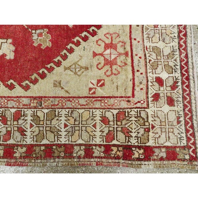 Brick Red Galerie Shabab Collection Mid-20th Century Handmade Turkish Oushak Accent Rug For Sale - Image 8 of 10