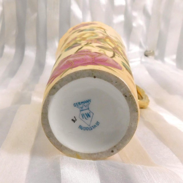 1930s Royal Rudolstadt Cream Porcelain Pitcher With Purple Flowers For Sale - Image 12 of 12