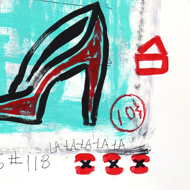 Contemporary Heel Me Up - Original Pop Street Art Acrylic Painting on Newspaper by Gary John For Sale - Image 3 of 7