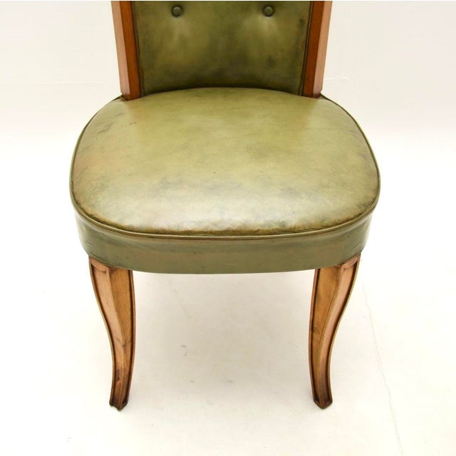 Art Deco Leather and Walnut Dining Chairs attributed to Hille, 1930s, Set of 8 For Sale - Image 14 of 15