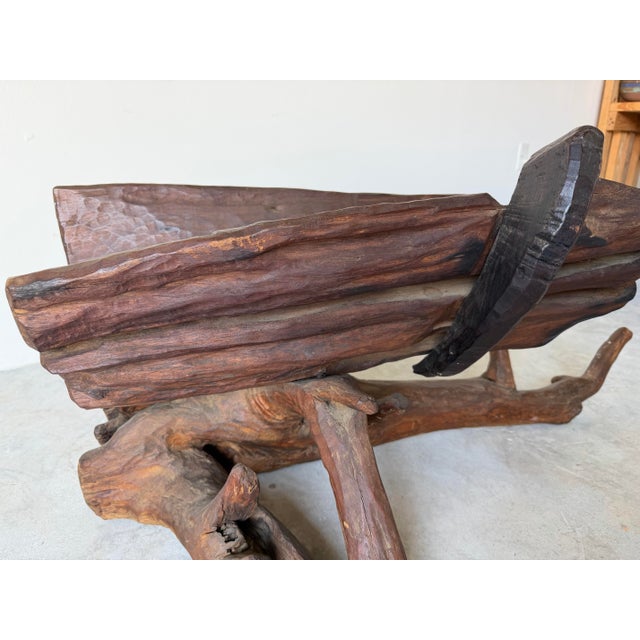 Brown 1970’s Vintage Organic Free- Form Hand Carved Wood Abstract Sculpture For Sale - Image 8 of 12