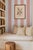 Textile Clubhouse Stripe Grasscloth Wallpaper by House Party | Sunrise Peach & White | 8 Yards For Sale - Image 7 of 9