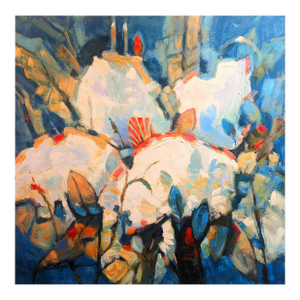Big White Flowers Art on Gallery Wrap Canvas