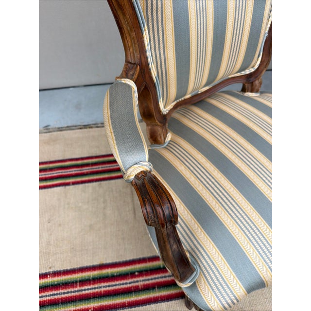 Wood Pair of 18th Century French Louis XV Walnut Fauteuils, Carved Provincial Armchairs For Sale - Image 7 of 18