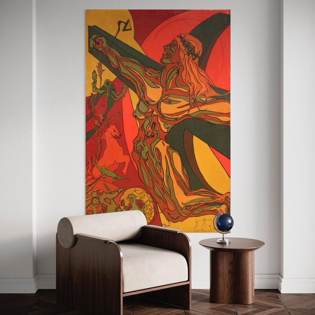 Italian Artist, Surrealist Crucifixion, 1980, Mixed Media on Canvas For Sale - Image 13 of 16