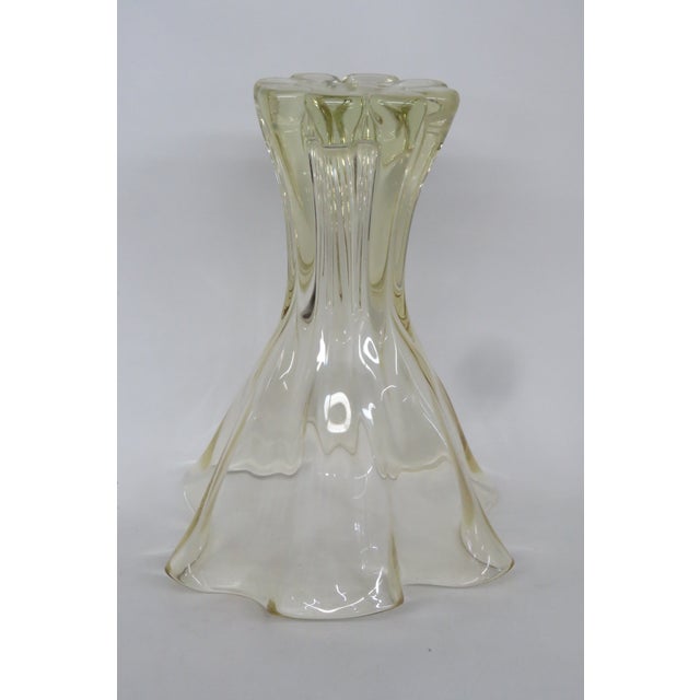 Mid Century Modern Organic Yellow Art Glass Ruffled Rim Handkerchief Vase 4768b For Sale - Image 10 of 15