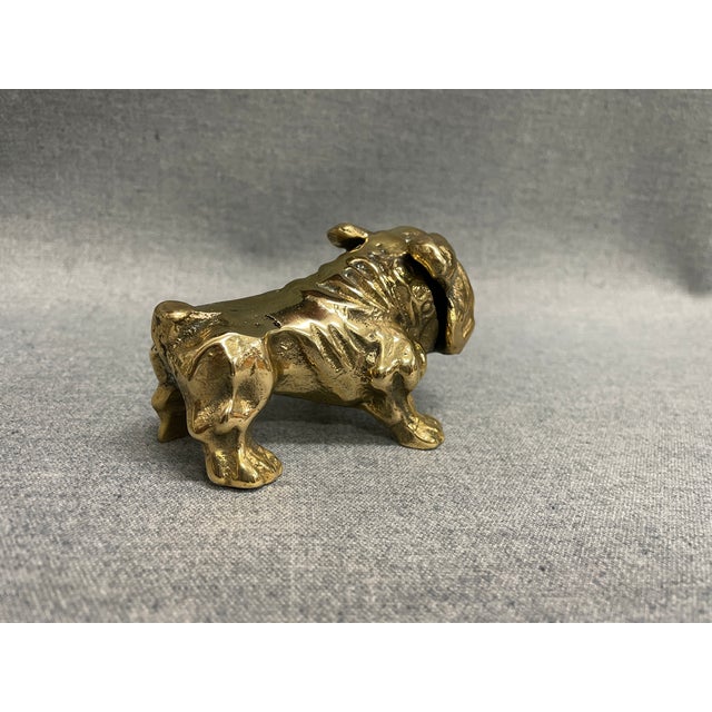 Hollywood Regency Vintage Brass Bulldog Paperweight For Sale - Image 3 of 8