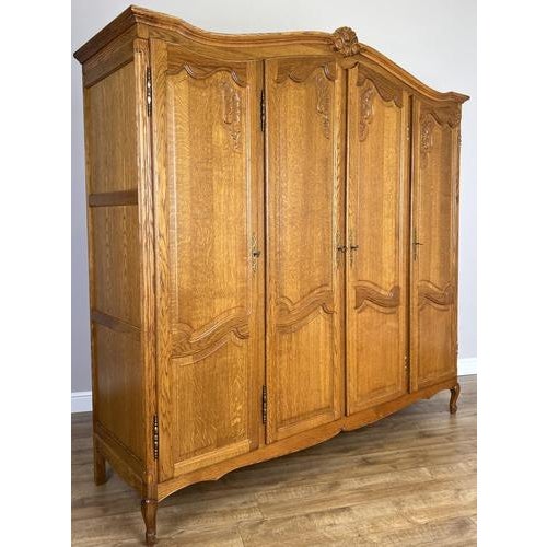 Vintage French Louis XVI Style Oak Wardrobe For Sale - Image 3 of 11