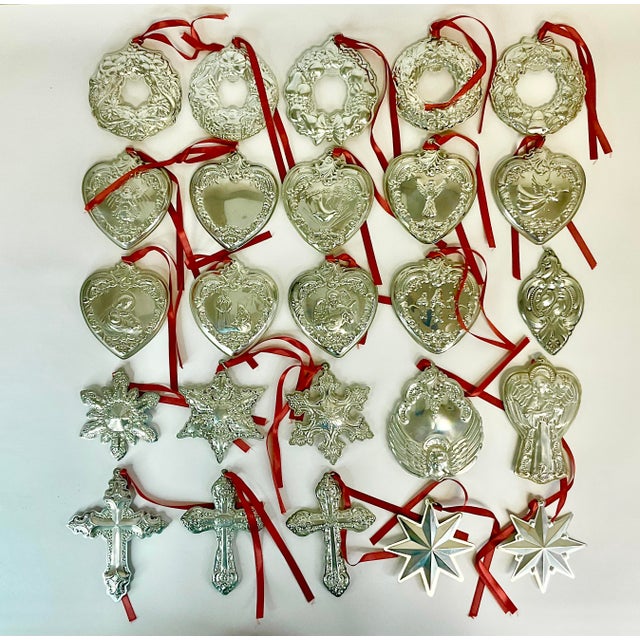 Wallace Silversmiths 1989-2005 Vintage Baroque Hollywood Regency Wallace Sterling Christmas Ornament Collection - Set of 25 For Sale - Image 4 of 13