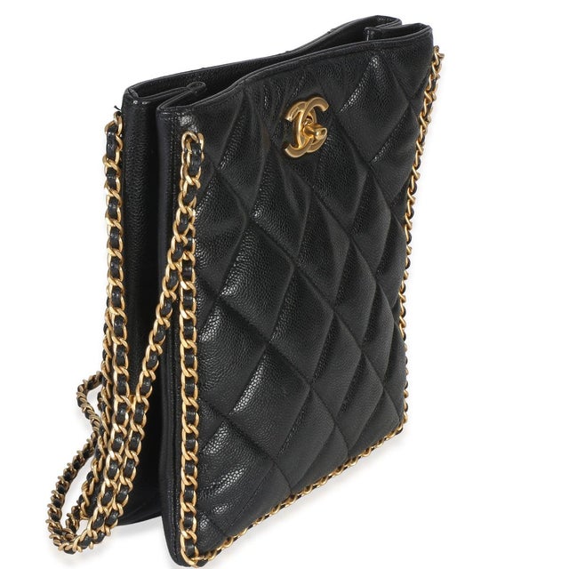 Contemporary Black Quilted Caviar Mini Never Ending Chain Tote For Sale - Image 3 of 9