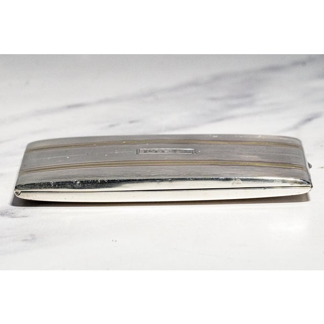 Stunning Art Deco Antique 14k Gold Inlay Sterling Silver Cigarette Card Case For Sale - Image 11 of 15