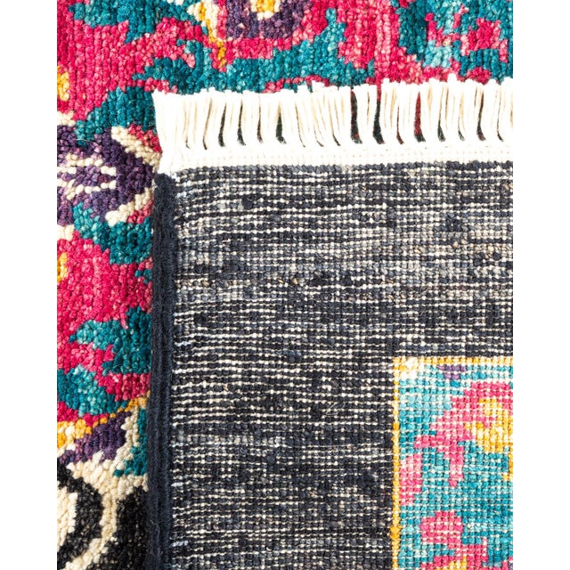 2000 - 2009 Suzani Hand-Knotted Area Rug - Black, 6' 1" x 6' 2" For Sale - Image 5 of 8