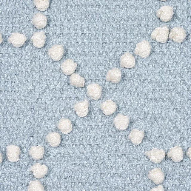 Hand-embroidered chenille French knots form a delicate and perfectly imperfect geometric pattern on a silky Cotton-Linen...