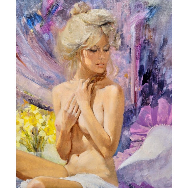 1960s Howard Rogers - Blonde Playmate Nude - Oil Painting For Sale - Image 5 of 9