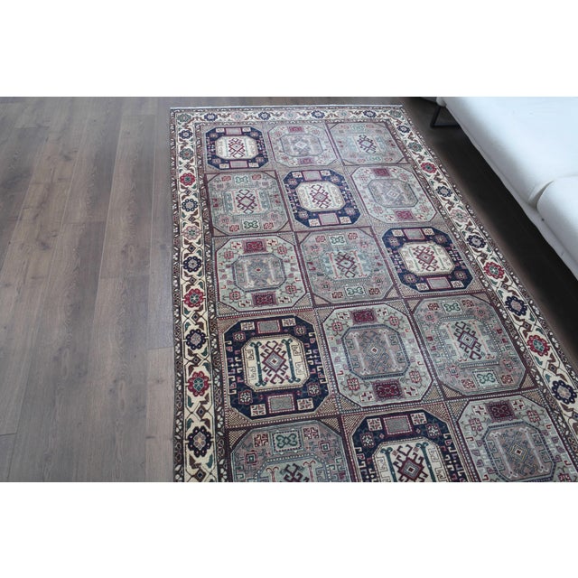 1970s Vintage Turkish Handmade Wool Cotton Brown Area Rug For Sale In San Francisco - Image 6 of 11