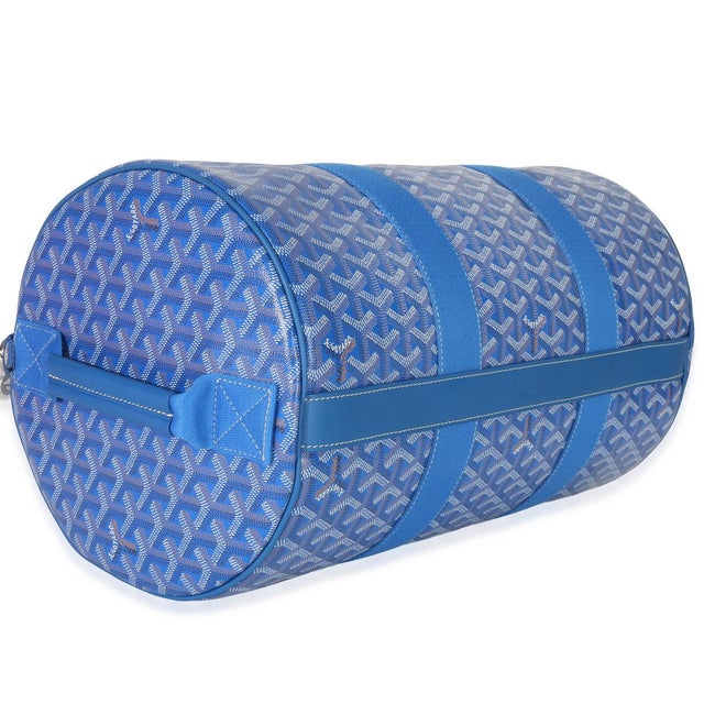 Textile Sky Blue Goyardine Barrel 40 Sports Bag For Sale - Image 7 of 9