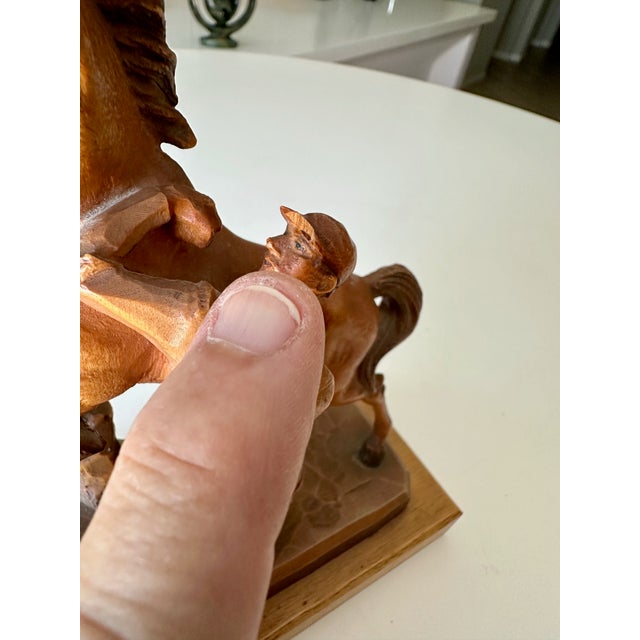 Vintage Carved Wood Horse & Jockey Sculpture by Anri in Italy For Sale - Image 13 of 15