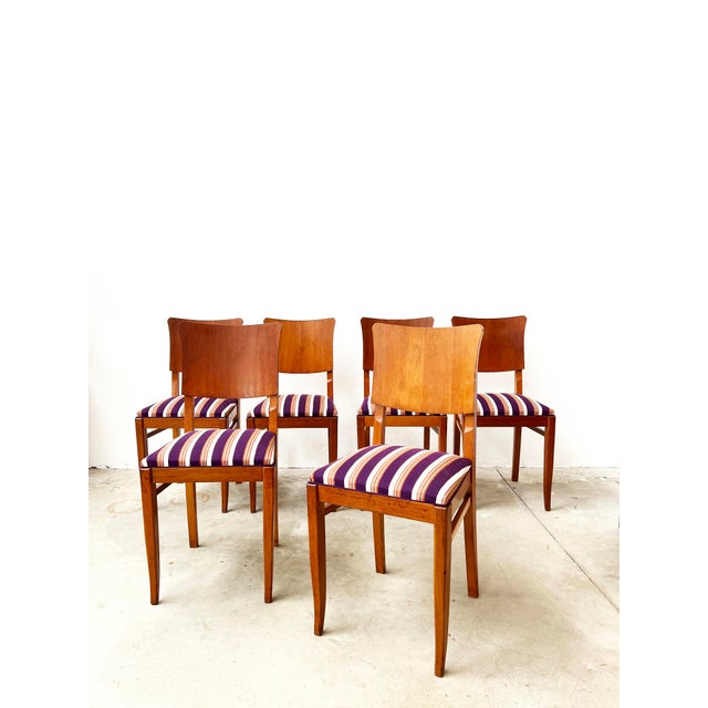 Striped Fabric Chairs, 1950s, Set of 6 For Sale - Image 16 of 16