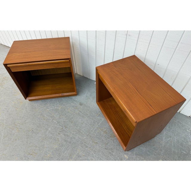 1970s Vintage Danish Modern Teak Nightstands - Set of 2 For Sale - Image 5 of 9