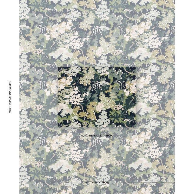 Inspired by an antique French screen and based on artwork that was hand-drawn in our studio, Verdure Tapestry in peacock...