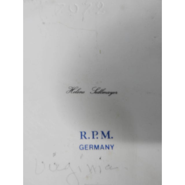 Wood Helene Sedlmayer of Germany Transferware on Porcelain in Gilt Frame For Sale - Image 7 of 8