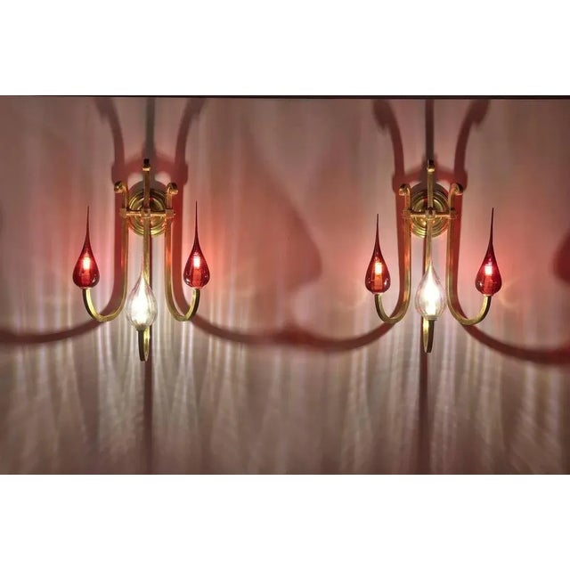 Art Deco Gilded Brass Sconce with Contemporary Glass Globes, 20th Century For Sale - Image 9 of 10