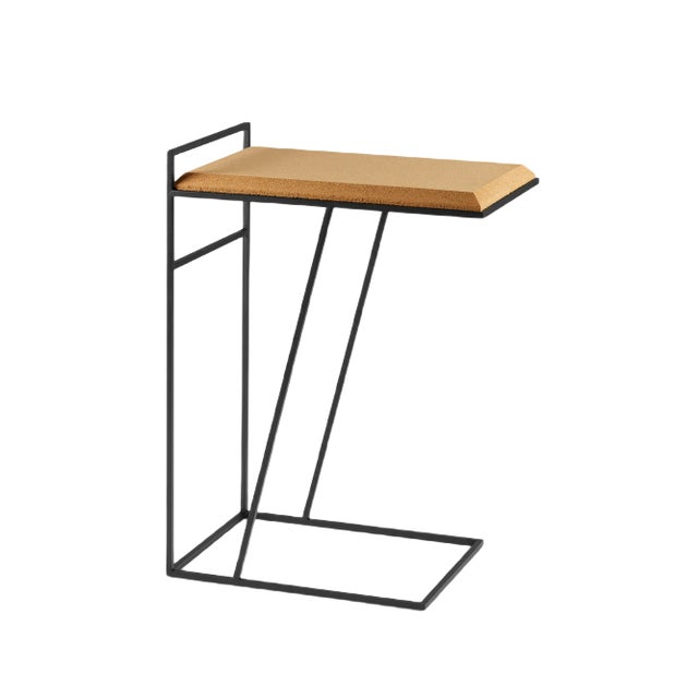 Grão #3 Side Table in Light Cork with Black Legs by Mendes Macedo for Galula For Sale