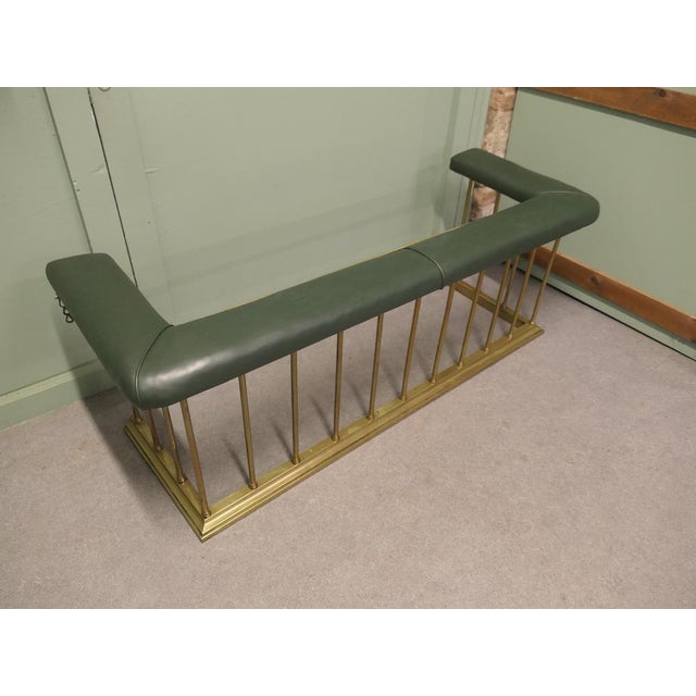 Brass and Green Leather Club Fender, 1880 For Sale - Image 3 of 8