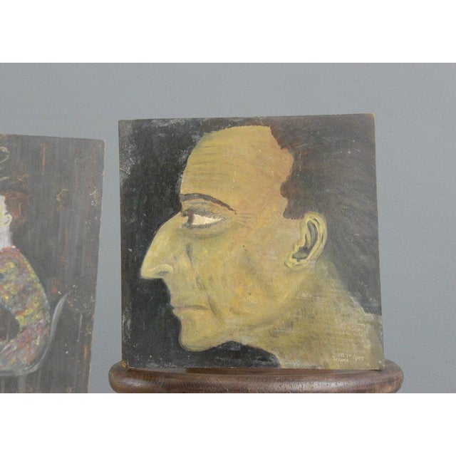 Mid-Century Modern Modernist Paintings, 1940s, Oil on Board, Set of 2 For Sale - Image 3 of 10