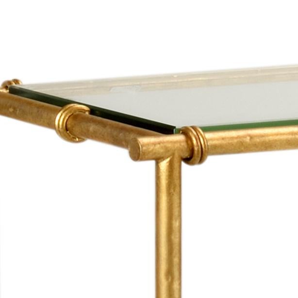 Antique gold leaf iron with clear beveled glass top