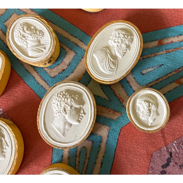 Antique Italian Grand Tour Plaster Intaglios of Roman Emperors & Classical Figures - Set of 12 (Group #12) For Sale - Image 4 of 12