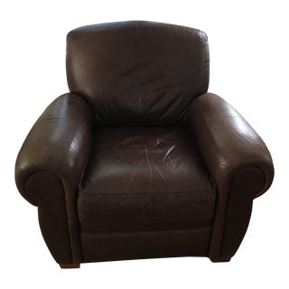 1990s Art Deco Style Leather Club Chair For Sale