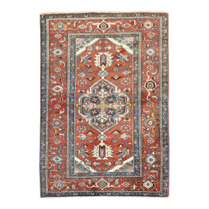 Antique Zabihi Collection Traditional Persian Heriz Serapi Rug