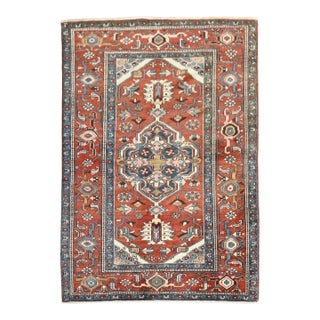 Antique Zabihi Collection Traditional Persian Heriz Serapi Rug - 4'7" x 6'4" For Sale