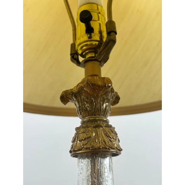 Vintage Empire Style Brass Fluted Crystal Column Table Lamp 1970's , a Pair For Sale In New York - Image 6 of 11