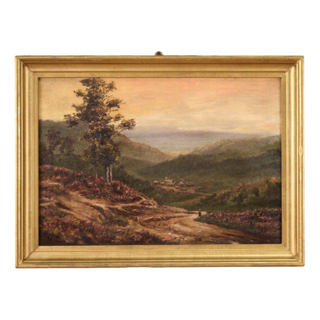 French Artist, Small Romantic Landscape, 1920, Oil on Canvas, Framed For Sale