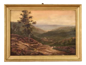 French Artist, Small Romantic Landscape, 1920, Oil on Canvas, Framed