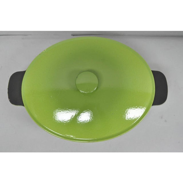Vintage Cast Iron Dutch Oven Made in France 20538 Green Casserole Pot W/ Lid For Sale - Image 4 of 15