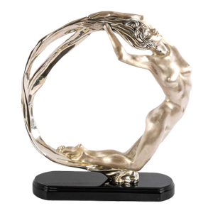 Enrique Jolly “Full Moon” Silver Figurative Sculpture on Black Base