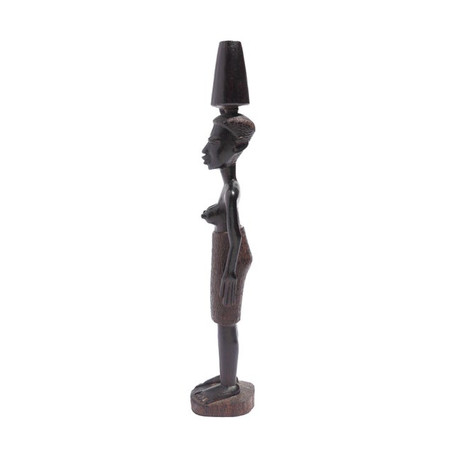 Carved Kenyan Ebony Village Figures, Set of Six, 1950-70 For Sale - Image 9 of 15
