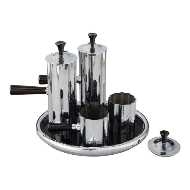 Walter Von Nessen for Chase Brass & Copper “Diplomat” 5-Piece Coffee Set — 1933 For Sale