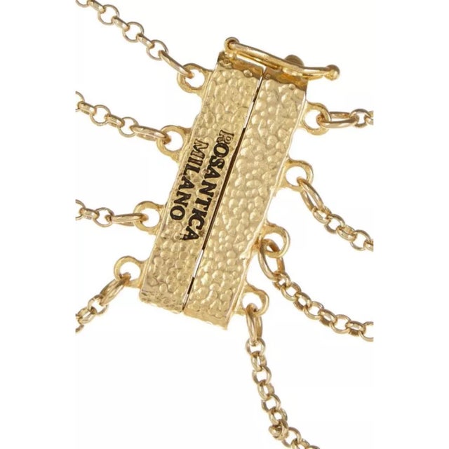 Rosantica Pearl Necklace Gold Plated Bib Necklace Rock Crystal Milano Italy For Sale - Image 9 of 11