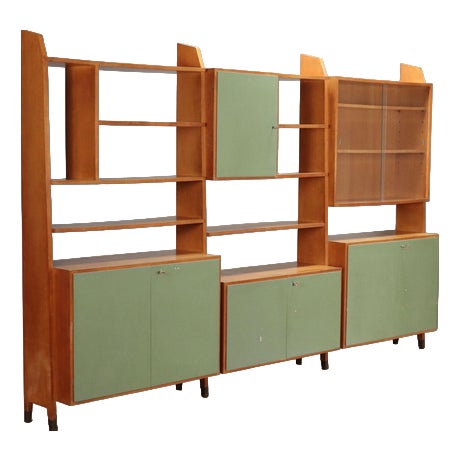 Vintage Bookcase in Lacquered Wood and Glass, 1960s For Sale
