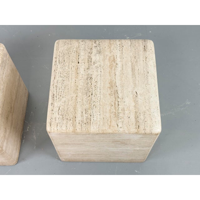 Vintage Travertine Cube Side Table, 1970s For Sale - Image 6 of 12