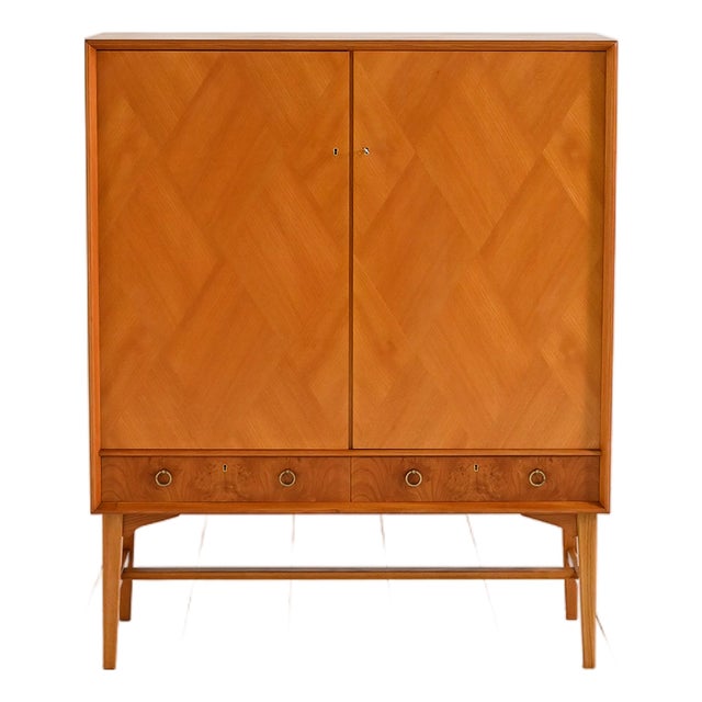 Elm and Burl Cabinet by AB Seffle Möbelfabrik, 1950s For Sale