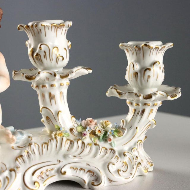 Porcelain Candleholders from Capodimonte, Set of 2 For Sale - Image 9 of 15